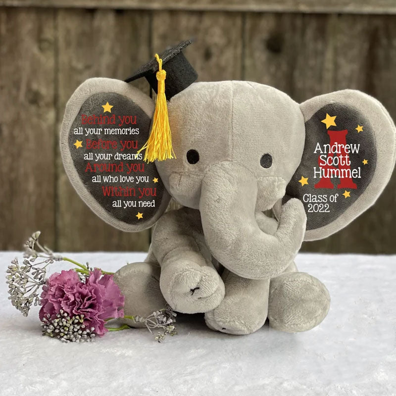 Personalized Graduation Elephant Stuffed Preschool Gradation Gift Graduation Keepsake