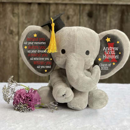 Personalized Graduation Elephant Stuffed Preschool Gradation Gift Graduation Keepsake