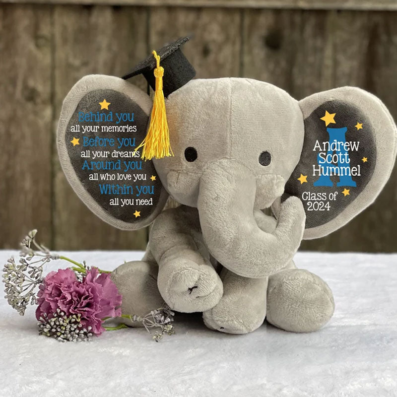 Personalized Graduation Elephant Stuffed Preschool Gradation Gift Graduation Keepsake