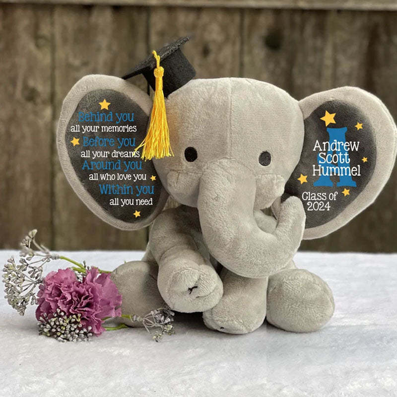 Personalized Graduation Elephant Stuffed Preschool Gradation Gift Graduation Keepsake
