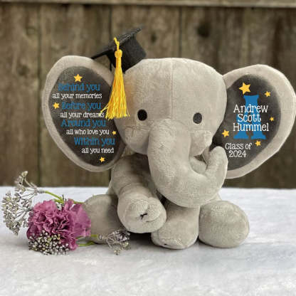 Personalized Graduation Elephant Stuffed Preschool Gradation Gift Graduation Keepsake
