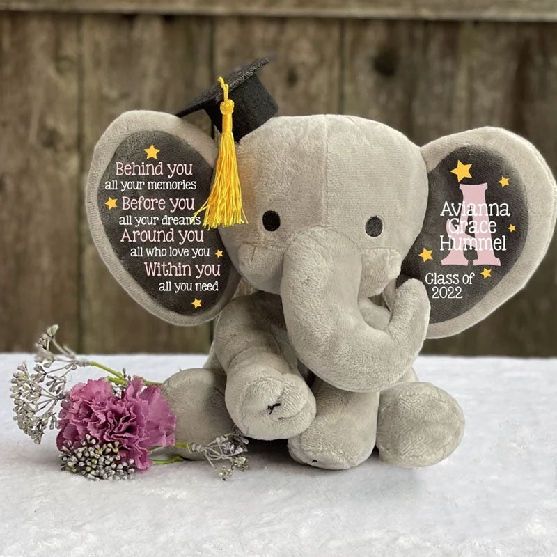 Personalized Graduation Elephant Stuffed Preschool Gradation Gift Graduation Keepsake