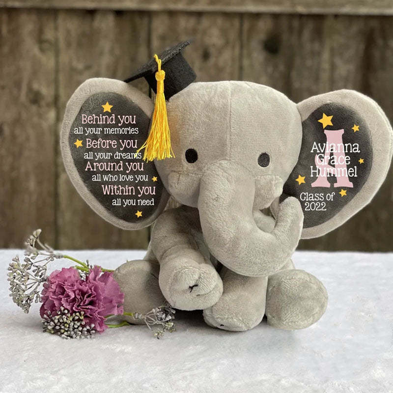 Personalized Graduation Elephant Stuffed Preschool Gradation Gift Graduation Keepsake