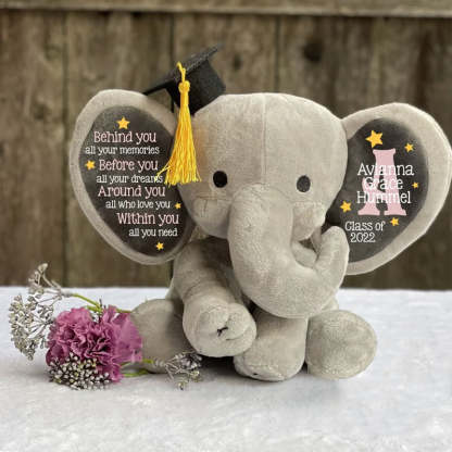 Personalized Graduation Elephant Stuffed Preschool Gradation Gift Graduation Keepsake