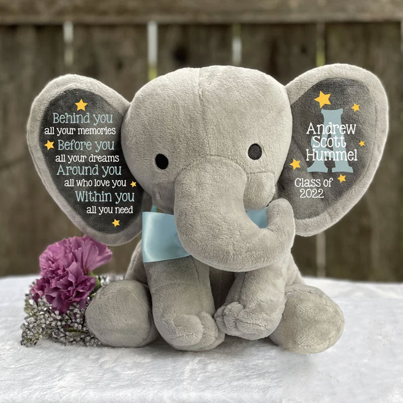 Personalized Graduation Elephant Stuffed Preschool Gradation Gift Graduation Keepsake