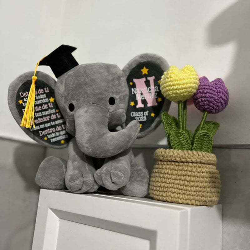 Personalized Graduation Elephant Stuffed Preschool Gradation Gift Graduation Keepsake
