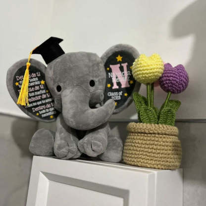 Personalized Graduation Elephant Stuffed Preschool Gradation Gift Graduation Keepsake