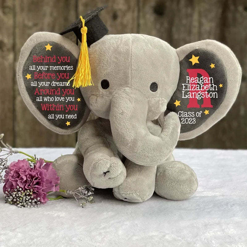 Personalized Graduation Elephant Stuffed Preschool Gradation Gift Graduation Keepsake