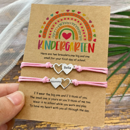 Custom Engrave Mommy and Me Back to School Heart Matching Bracelets