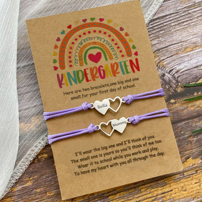 Custom Engrave Mommy and Me Back to School Heart Matching Bracelets