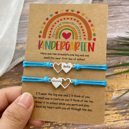 Custom Engrave Mommy and Me Back to School Heart Matching Bracelets