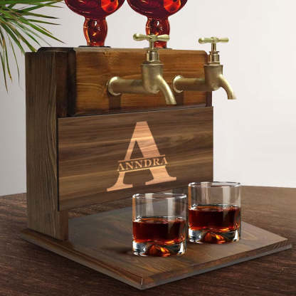 Personalized Wooden Whiskey Dispenser, Custom Gift For Dad, Fountain, Home Bar