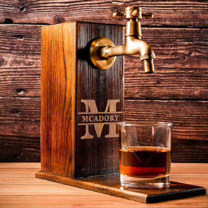 Personalized Wooden Whiskey Dispenser, Custom Gift For Dad, Fountain, Home Bar