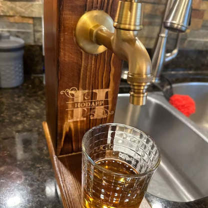 Personalized Wooden Whiskey Dispenser, Custom Gift For Dad, Fountain, Home Bar