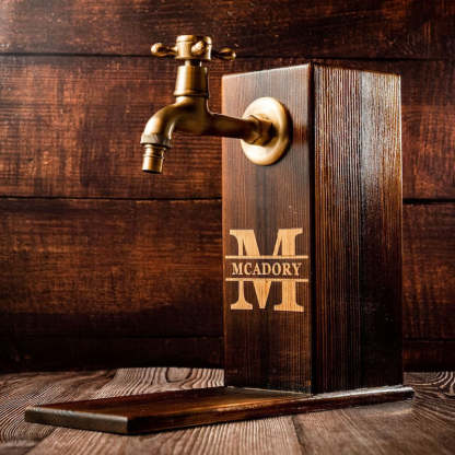 Personalized Wooden Whiskey Dispenser, Custom Gift For Dad, Fountain, Home Bar