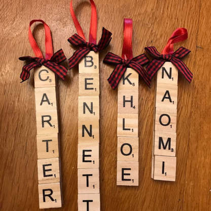 Personalized Scrabble Letter Name Christmas Ornaments