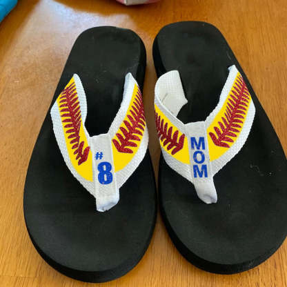Personalized Softball and Baseball Mom  Flip Flops