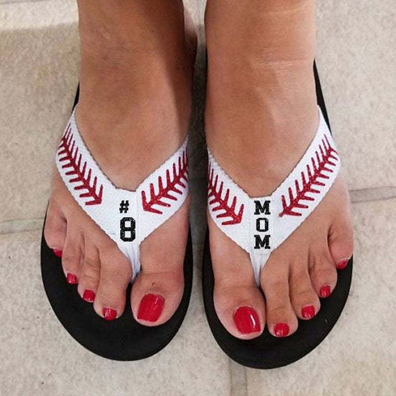Personalized Softball and Baseball Mom  Flip Flops