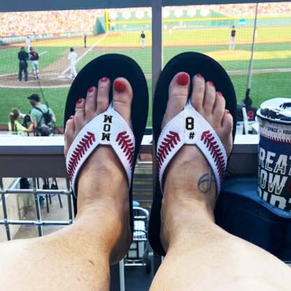Personalized Softball and Baseball Mom  Flip Flops