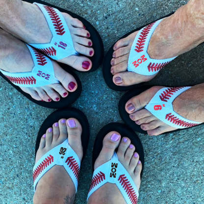 Personalized Softball and Baseball Mom  Flip Flops