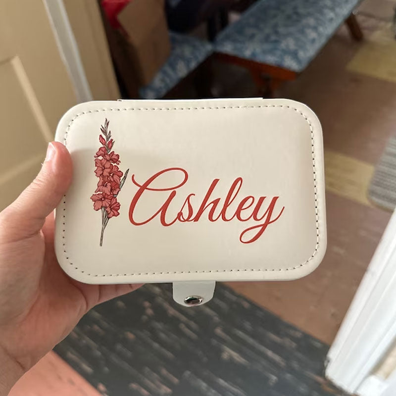 Floral Jewelry Case Personalized Birth Flower Jewelry Box Christmas Gifts