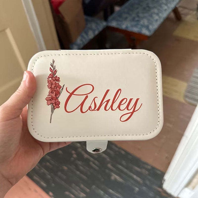 Floral Jewelry Case Personalized Birth Flower Jewelry Box Christmas Gifts