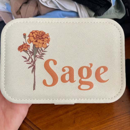 Floral Jewelry Case Personalized Birth Flower Jewelry Box Christmas Gifts