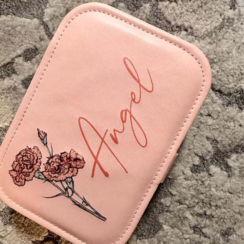 Floral Jewelry Case Personalized Birth Flower Jewelry Box Christmas Gifts