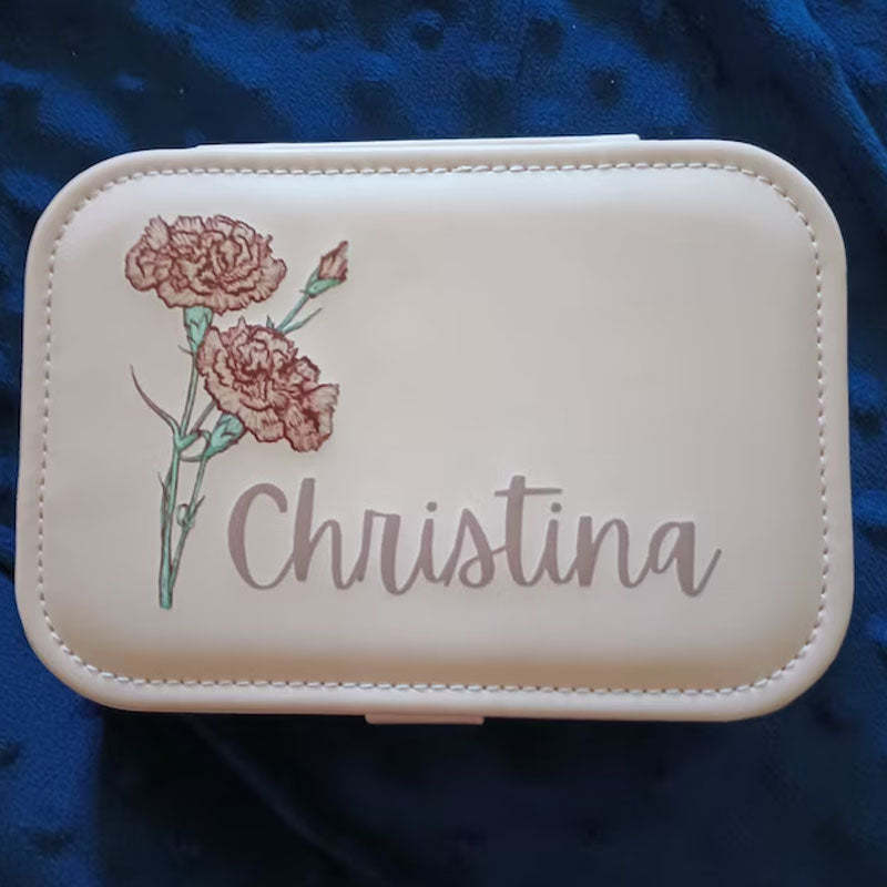 Floral Jewelry Case Personalized Birth Flower Jewelry Box Christmas Gifts