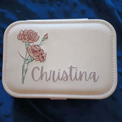 Floral Jewelry Case Personalized Birth Flower Jewelry Box Christmas Gifts