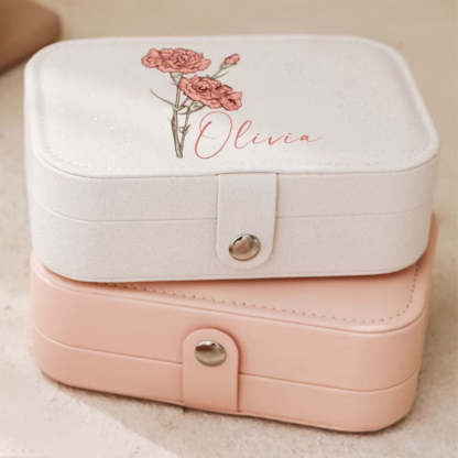 Floral Jewelry Case Personalized Birth Flower Jewelry Box Christmas Gifts