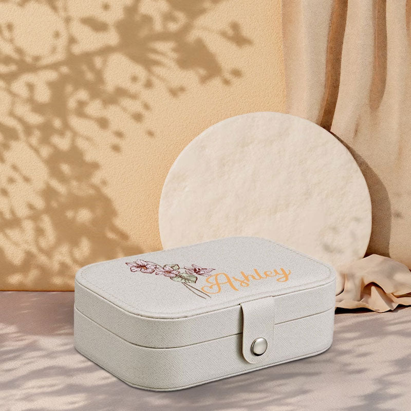 Floral Jewelry Case Personalized Birth Flower Jewelry Box Christmas Gifts