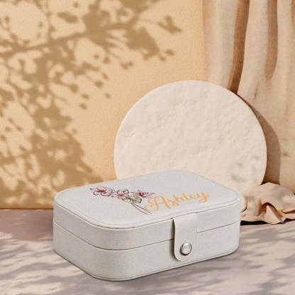 Floral Jewelry Case Personalized Birth Flower Jewelry Box Christmas Gifts