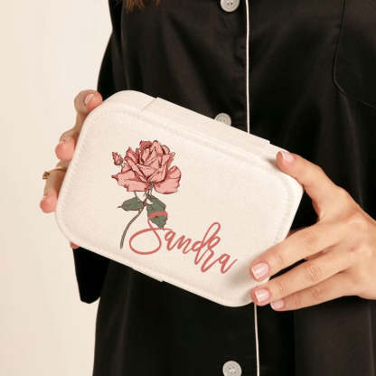 Floral Jewelry Case Personalized Birth Flower Jewelry Box Christmas Gifts