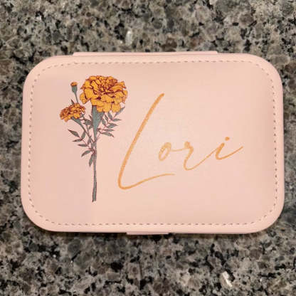 Floral Jewelry Case Personalized Birth Flower Jewelry Box Christmas Gifts