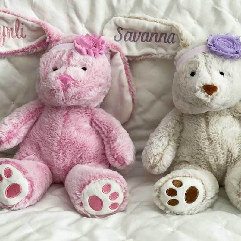 Personalized My First Easter Basket Embroidered Ear Bunny