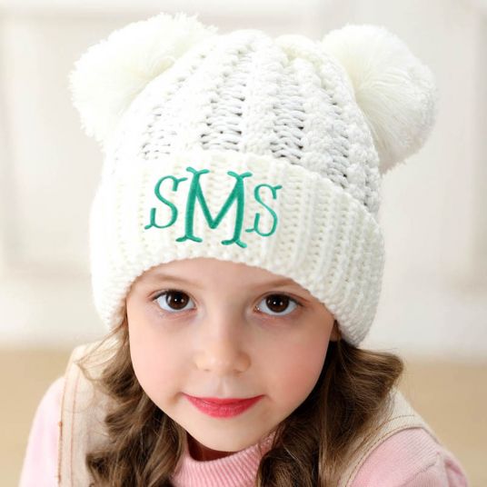 Kid's Pom Pom Beanie Personalized Hat Gift