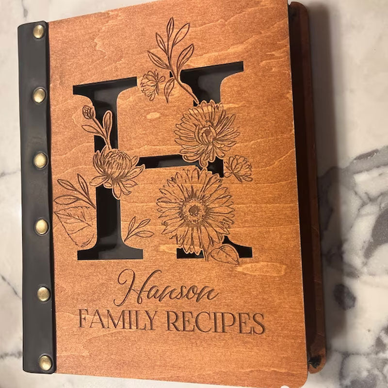 Custom Recipe Book, Family Heirloom Cookbook, Christmas Gift, Xmas gift for mum, Wooden Binder