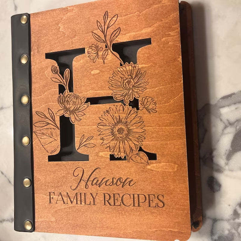 Custom Recipe Book, Family Heirloom Cookbook, Christmas Gift, Xmas gift for mum, Wooden Binder