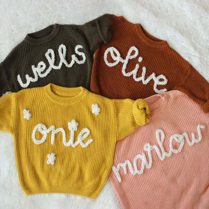 HAND EMBROIDERED SWEATERS | Baby Name Keepsake