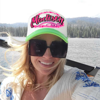 Airbrush Butterfly And Hearts Name Design Women Trucker Hat