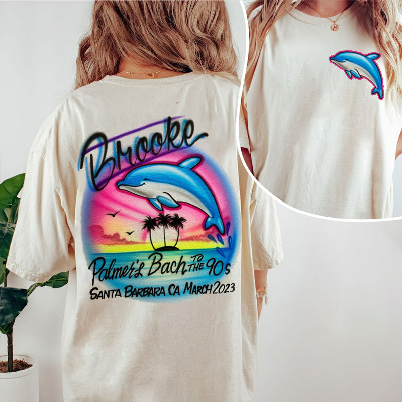 TO THE 90s Shirt, Personalized Heart Name Oversized Beach Holiday T-shirt