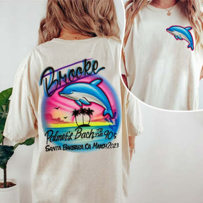 TO THE 90s Shirt, Personalized Heart Name Oversized Beach Holiday T-shirt