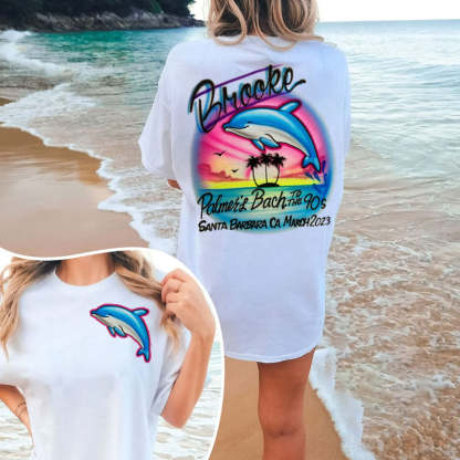 TO THE 90s Shirt, Personalized Heart Name Oversized Beach Holiday T-shirt