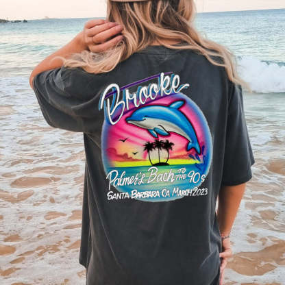 TO THE 90s Shirt, Personalized Heart Name Oversized Beach Holiday T-shirt
