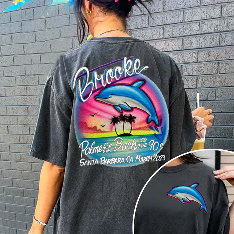 TO THE 90s Shirt, Personalized Heart Name Oversized Beach Holiday T-shirt