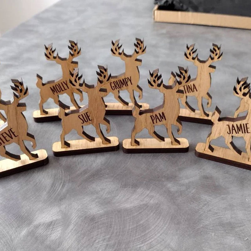 Personalised Christmas 2022 Reindeer decorations Stag Place Names