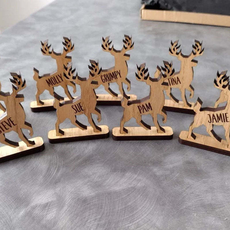 Personalised Christmas 2022 Reindeer decorations Stag Place Names