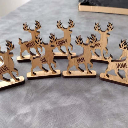 Personalised Christmas 2022 Reindeer decorations Stag Place Names
