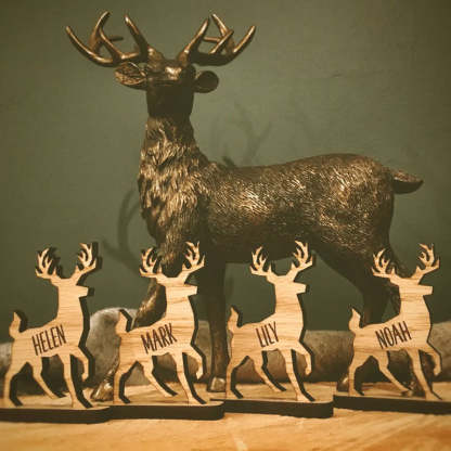 Personalised Christmas 2022 Reindeer decorations Stag Place Names
